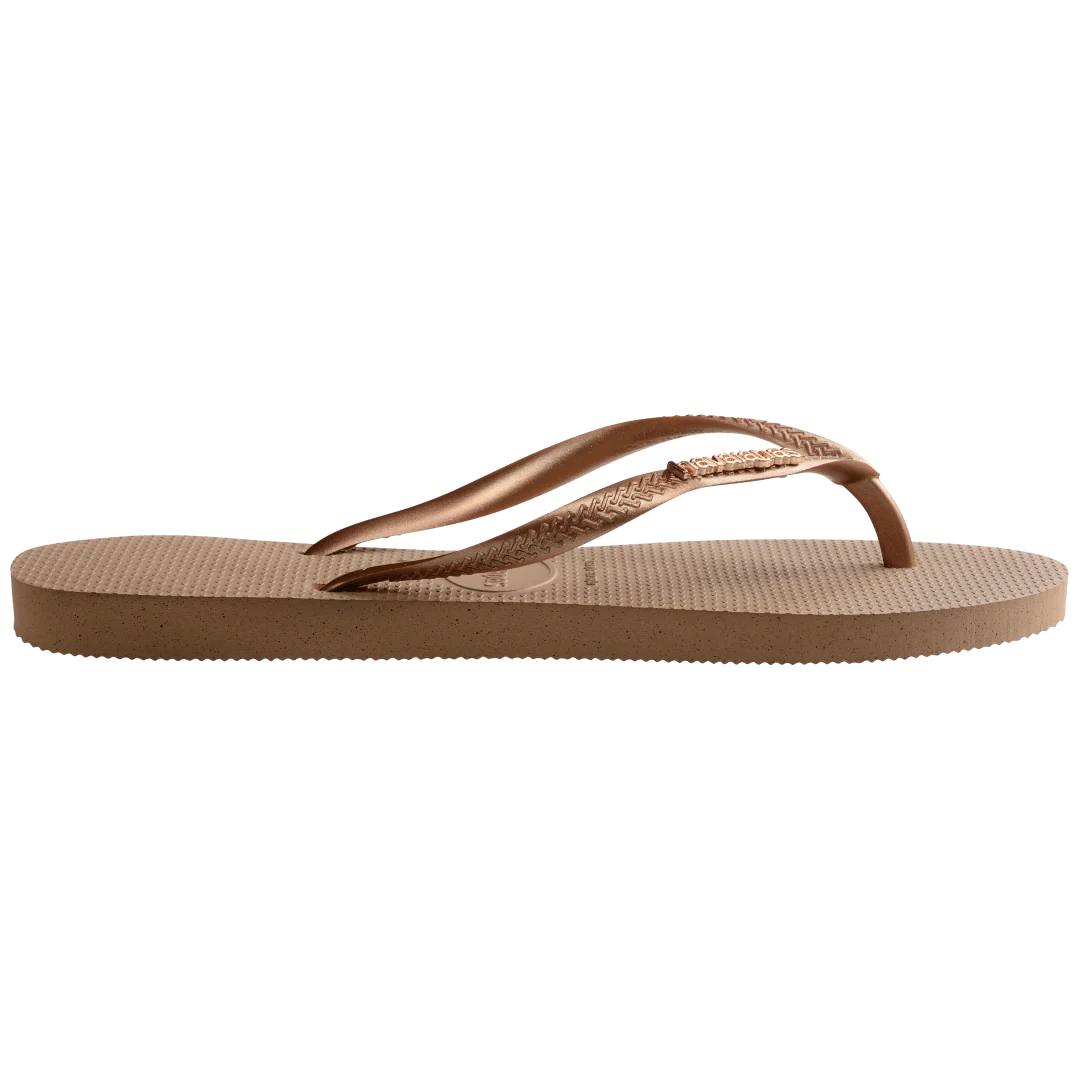 Women's Slim Logo Metallic Flip Flops - Image 3