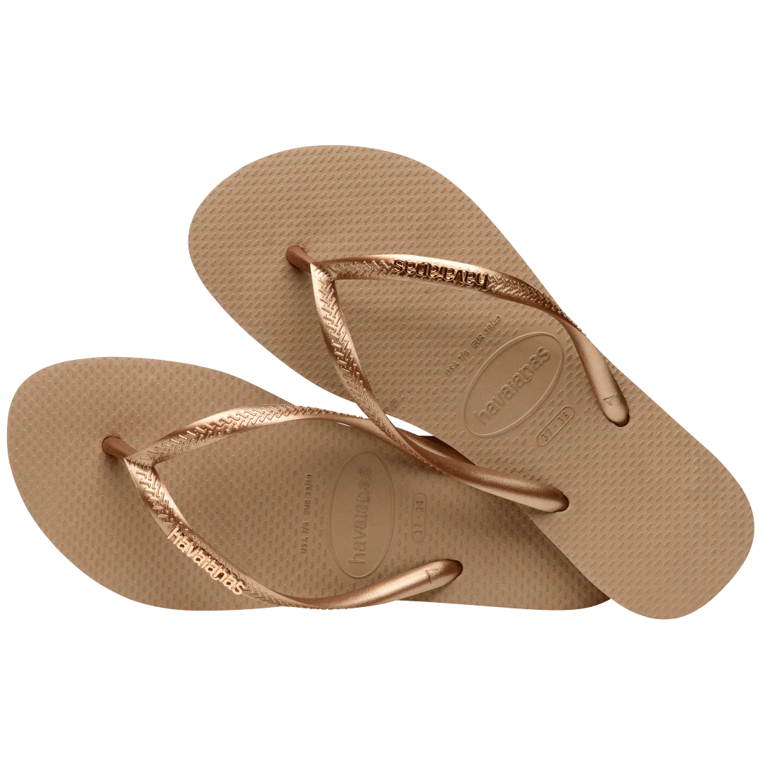 Women's Slim Logo Metallic Flip Flops - Image 4