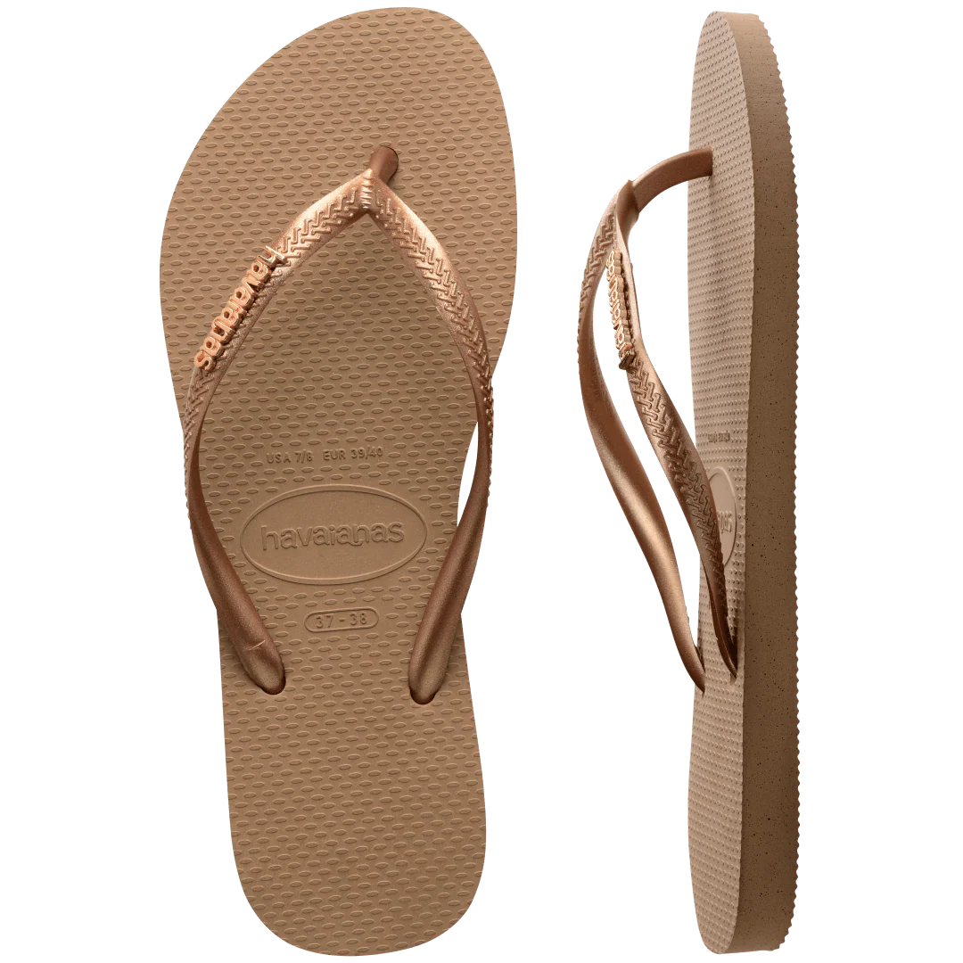 Women's Slim Logo Metallic Flip Flops - Image 5