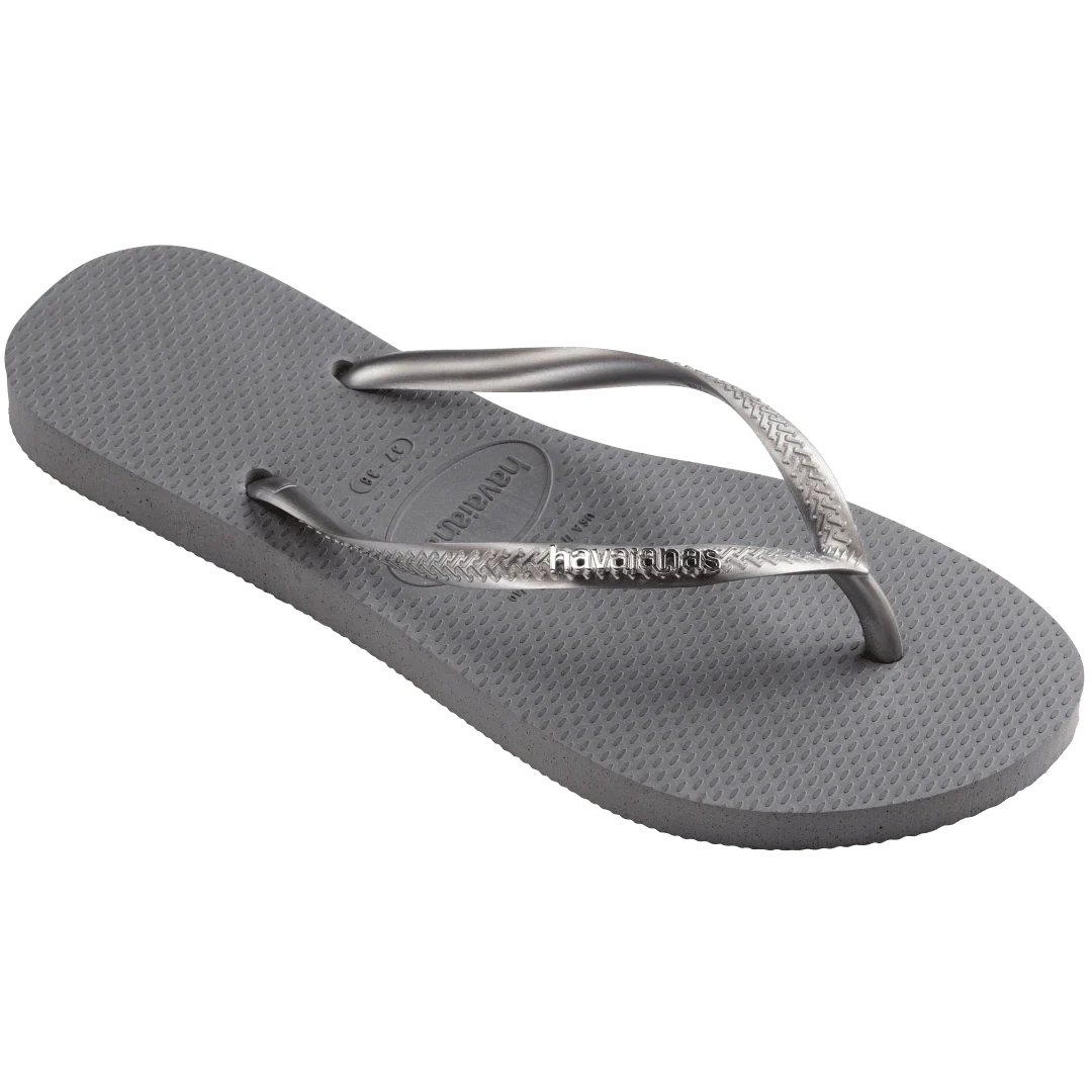 Women's Slim Logo Metallic Flip Flops - Image 3