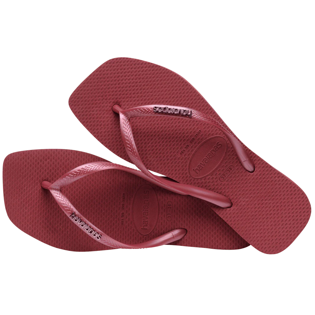 Women's Slim Square Logo Metallic Flip Flops - Image 4