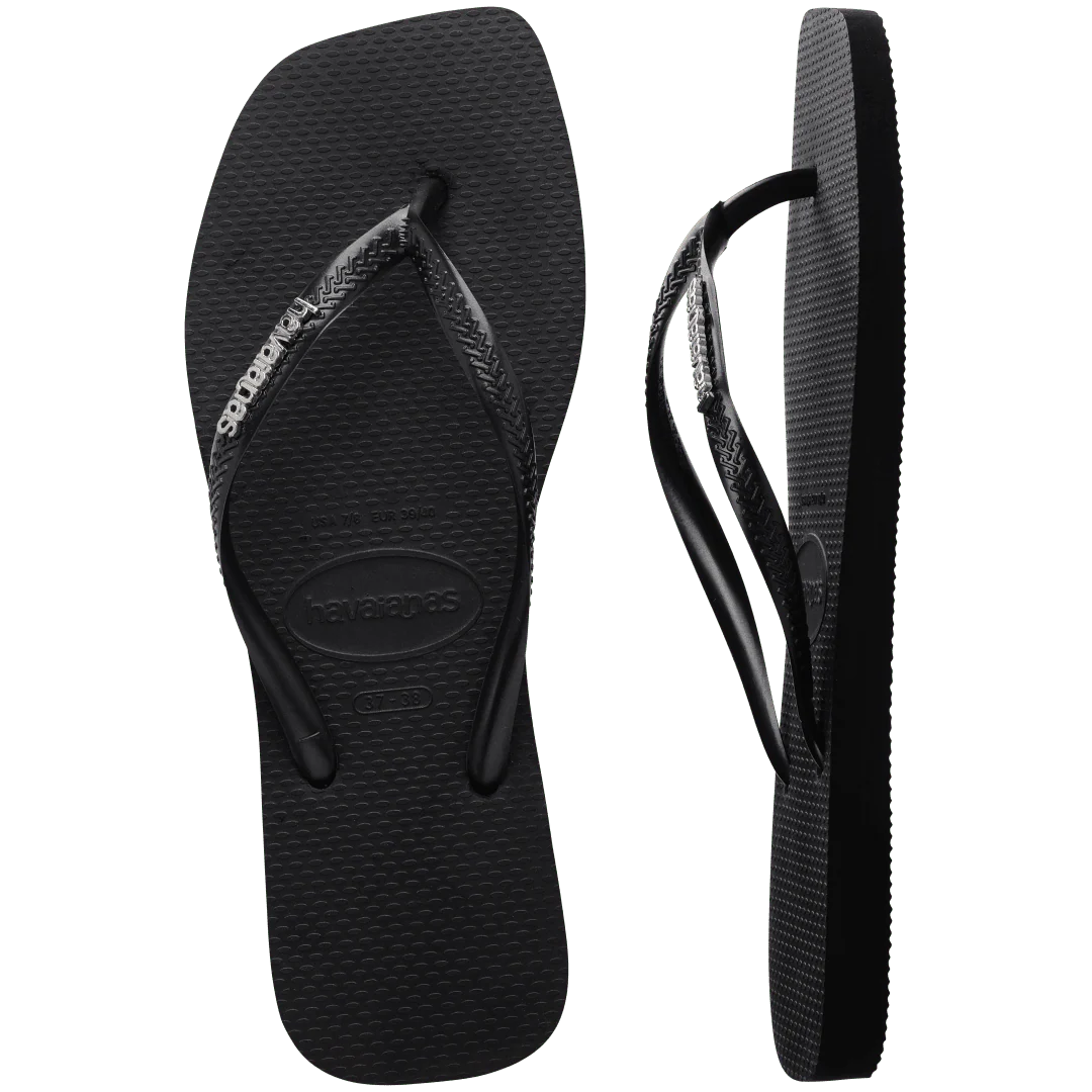 Women's Slim Square Logo Metallic Flip Flops - Image 3