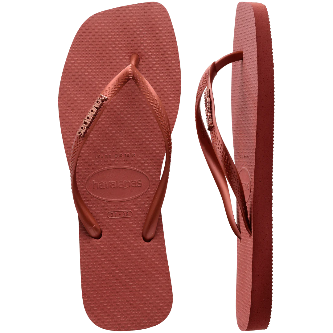 Women's Slim Square Logo Metallic Flip Flops - Image 5